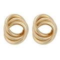 Auffällige goldene dreifach verschlungene Creolen mit matter und polierter Oberfläche - Gold Dreifachring Verflochtener Stil (HS0038-15)
