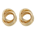 Auffällige goldene, ineinander verschlungene Dreifach-Creolen mit poliertem Finish - Gold Dreifachring Umwickelt Stil (HS0038-21)