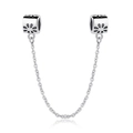 Versilberte Herz-Sicherheitskette mit hohlen Blumen für DIY-Charms-Armbänder - Hohles Gänseblümchen Stil (PCT794)