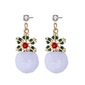 Orecchini di Natale con fiocchi di neve e pompon bianchi su gancio in lega d'oro - Stile Fiocco di Neve Pom-pom (HS400-13)
