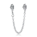 Vista dettagliata della catena di sicurezza a fiore in argento con pavé per braccialetti - Stile Gancio Fiore Pavé (PCT557)