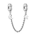 Catena di sicurezza per bracciali con ciondoli luna stella e pietre di zircone - Stile Geometrico Stella Luna (PCT535)