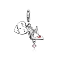 Silberanhänger mit Origami-Kranich, Herz und rosa Edelstein für DIY-Armbänder - Herz Papierkranich Rosa Edelstein Set (CCT1242)