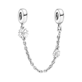 Dettaglio della catenina di sicurezza a margherita in argento con zircone brillante - Stile Margherita Scintillante (PCT534)