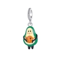 Detailed view of a green avocado charm with silver bail for DIY fruit jewelry making - Cartoon Avocado Style (CYT172)