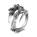 Vintage zilveren drakenklauw ring met schubben en verstelbare band in punk stijl sieraad - Drakenklauw Snijwerk Vorm (HZS2368-16)