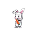 Detailed view of silver rabbit charm holding an orange enamel carrot with pink accents - Carrot Rabbit Style (CYT082)
