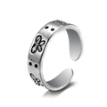 Retro zilveren libel open ring met vintage gestippelde textuur en geoxideerde finish - Libel Vintage Stijl (HZS2368-24)