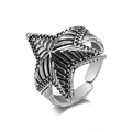 Vintage zilveren zeester ring in punk stijl met een verstelbare open band ontwerp - Zeester Oceaan Vorm (HZS2368-26)