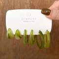 Three-piece set of green marble resin earrings including drop, U-shape, and hoop designs - Dark Green Marble (HS0032-10)