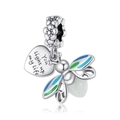 Silberner Glühwürmchen- und Herzanhänger mit You Light Up My Life Gravur für Armbänder - Glühwürmchen Anhänger (CYT375)