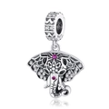 Exquisite 925 sterling silver elephant charm with purple zircon and sparkling crystals - Bohemian Elephant Charm (CYT448)