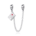Silberne Sicherheitskette mit Herz-Clips und Only Love graviertem Stempel-Anhänger - Umschlag OnlyLove Stil (CCT033)