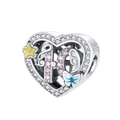 Detail van S925 sterling zilveren hartbedel met roze zirkonia nummer 16 - Hol Hart Nummer 40 (CYT384-40)