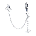 DIY Silber Sicherheitskette Charm mit Delphin Anhänger und blauem Stein für Armband - Delfin Stil (DUT162-K)