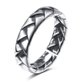 Bague ajustable en argent S925 avec texture tressée de style punk vintage pour femme - Style Vintage Tressé (HS319-3) / Argent