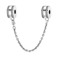 Dettaglio della catena di sicurezza in argento con zirconi e design a lettera H traforata - Stile Lettera H Svuotata Pavé (PCT1099)