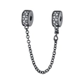 Dettaglio catena di sicurezza in argento S925 con zirconi e finitura in oro nero - Stile Placcato Oro Nero Con Zirconia Completa (PCT1012-D)