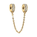 Dettaglio catenina di sicurezza dorata con cristalli pavé per bracciali - Stile Cilindro Pavé Oro (PCT1012-C)