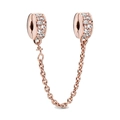 Catena di sicurezza in oro rosa con pietre di zircone per bracciale gioielli fai da te - Stile Cilindro Pavé Oro Rosa (PCT1012-B)
