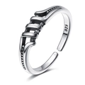 Bague ajustable en argent 925 style industriel vintage avec structure à paliers - Style de Poutre en Échelle (HS319-6) / Argent