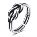 Bague ouverte en argent sterling 925 avec nœud torsadé et finition style punk - Style de Nœud Entrelacé (HS319-8) / Argent