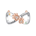 Detail showing infinity bead with cat ears and forever friend engraving in silver and gold - Infinity Cat (DUT286-B)