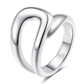 Bague minimaliste en argent sterling S925 avec un design élégant à double anneau superposé - Style de Double Anneau Aérodynamique (HS319-11) / Argent