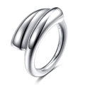 Bague minimaliste en argent sterling S925 avec design triple anneau courbé et poli - Style de Chevauchement Incurvé à Trois Couches (HS319-12) / Argent