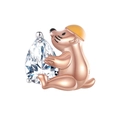 Detail of rose gold charm with cartoon animal holding a pear-cut cubic zirconia - Hamster Holding Zircon Style (CCT327)