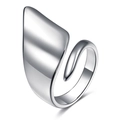 Bague ouverte argentée minimaliste avec finition géométrique en losange poli - Style Géométrique Losange (HS319-13) / Argent
