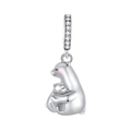 Ciondolo orso polare mamma e figlio in argento con zirconi per gioielli fai da te - Stile Orso Polare Madre E Figlio (CCT264)