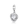 S925 sterling silver pearl charm with spiral pavé circles for women's DIY bracelets - Pearl Spiral Ring Style (CCT065)