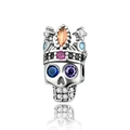 Skeleton skull charm with crown and colorful crystals for jewelry making - Crown King Skull Style (CCT785)