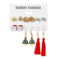 Set orecchini natalizi con Babbo Natale, albero, renne e nappine rosse festose - Stile Babbo Natale Albero di Natale (HS400-9)