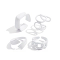 Minimalistisches Ring-Set in Mattweiß mit geometrischen, hohlen und gewellten Designs - Reinweißer Geometrischer Ketten-Offenstil (33ZH-12327)