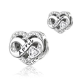 Detail of silver heart charm with April Strength engraving and sparkling stones - April-Strength (DUT19-4)
