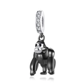 Macro detail of gorilla pendant with pavé set crystals and black matte finish metal - Gorilla (CCT168)