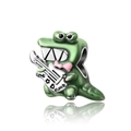Cartoon green crocodile guitar pendant in silver plated copper with Love Rock enamel detail - Crocodile Guitar Shape (CCT1022)
