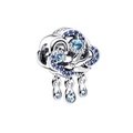 925 silver cloud charm with blue zircon, bird motif and raindrop pendants - Pandora Style Cloud Bird Design (PCT1131)