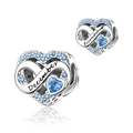 Silver heart charm with blue stones featuring December and Friendship engraving - December-Friendship (DUT19-12)