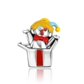 Macro detail of Jack-in-the-box charm in S925 silver with colorful enamel finish - Jack-in-the-box Clown Style (CCT967)