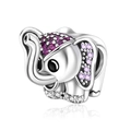 Macro shot of a silver elephant charm with detailed purple gemstone embellishments - Purple Gem Elephant (CCT536)