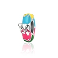 Macro detail of colorful enamel spacer bead with silver heart bow for DIY jewelry making - Colorful Enamel Bow Style (CCT704)