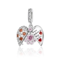Detailed macro view of heart locket with paw prints in my heart engraving and gems - Opening Heart Paw Prints in My Heart (CCT640)