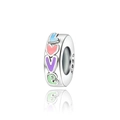 S925 sterling silver colorful enamel LOVE charm bead with heart and logo hallmark - Colorful LOVE Letter Style (CCT966)