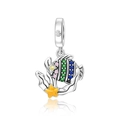 Detailed macro of tropical fish charm with colorful zircons and yellow enamel starfish - Multicolor Tropical Fish Starfish Style (CCT547)