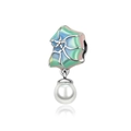 Silver ocean seashell charm with colorful enamel and white pearl pendant for DIY jewelry - Conch Bead Style (CCT1232)
