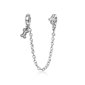 Cadena de seguridad de plata con huellas y dije de hueso de circón para pulsera - Huella Hueso (CCT1070)