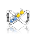 Silver infinity charm bead with blue and yellow enamel rabbit details for bracelets - Infinity Rabbit (CCT1034)